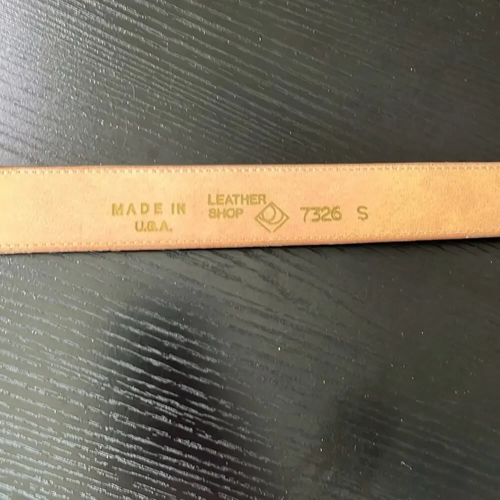Vintage Made in USA 90’s Embossed Leather and  Gold Women's Belt